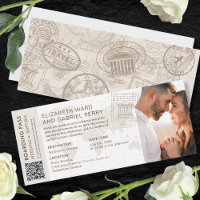 Invitación a Grecia de Boda de tarjetas de embarqu