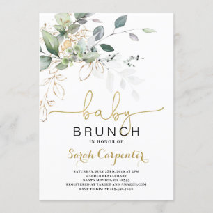 Invitación a Greenery Baby Shower Brunch