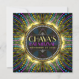 Invitación a Groovy Fireworks Bat Mitzvah