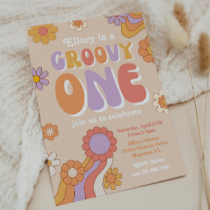 Invitación a Groovy One Birthday   Invitación de l