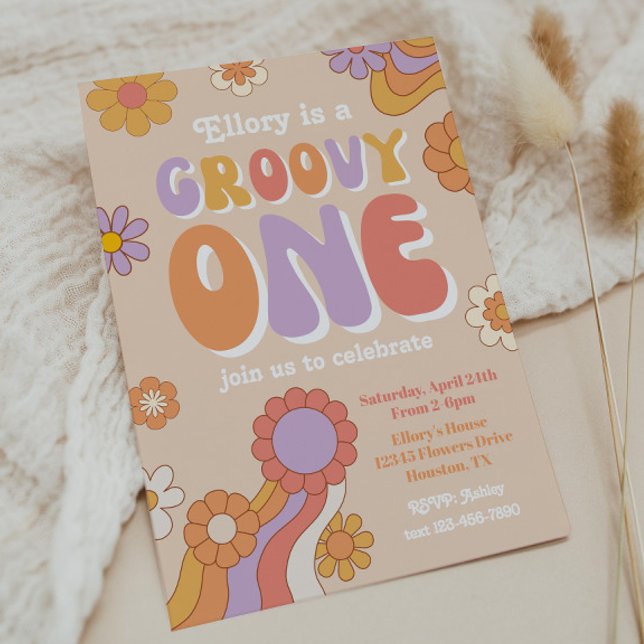 Invitación a Groovy One Birthday | Invitación de l (Subido por el creador)