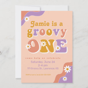 Invitación a Groovy One Retro para el primer cumpl