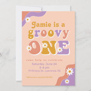 Invitación a Groovy One Retro para el primer cumpl