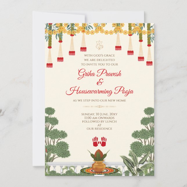 Invitación a Gruhapravesam o Inauguración de la ca (Anverso)