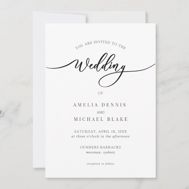 Invitación a guión de boda simple y elegante (Anverso)