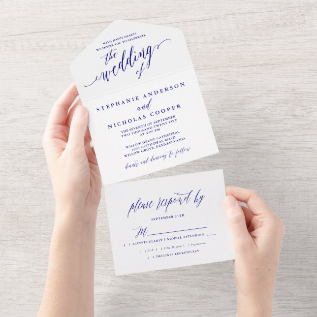 Invitación a guión elegante de color azul marino (desgarro)