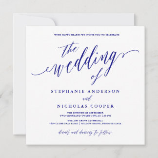 Invitación a guión elegante de color azul marino