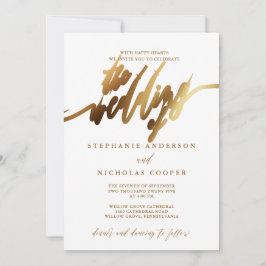 Invitación a guión elegante de oro