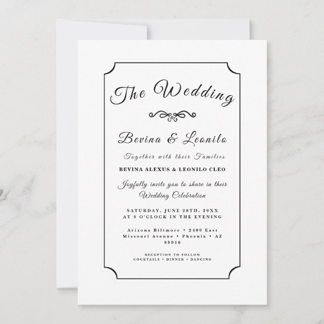 Invitación a guión simple y elegante personalizada (Anverso)