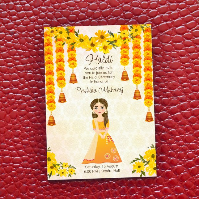 Invitación a Haldi del chica indio Marigolds (Subido por el creador)