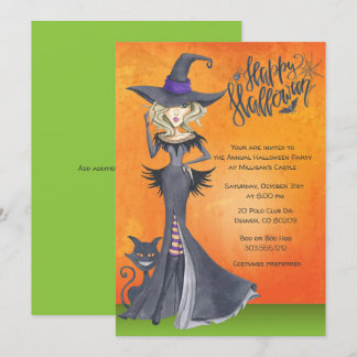 Invitación a Halloween bruja, Fiesta de disfraces