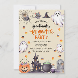 Invitación a Halloween con acuarela - Con fantasía