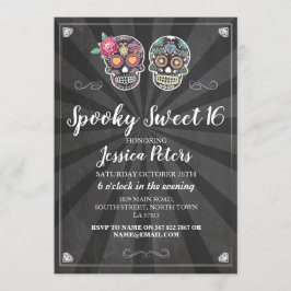 Invitación a Halloween con azucarero de 16 cumplea