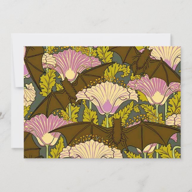 Invitación a Halloween con Bat Nouveau (Anverso)