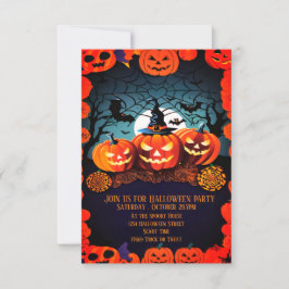 Invitación a Halloween con calabaza Naranja Cute