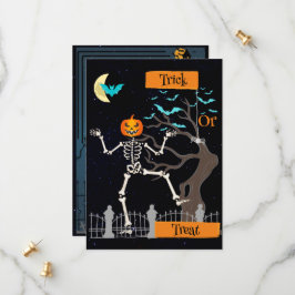 Invitación a Halloween con esqueleto bailarín