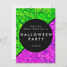 Invitación a Halloween con lima verde y violeta