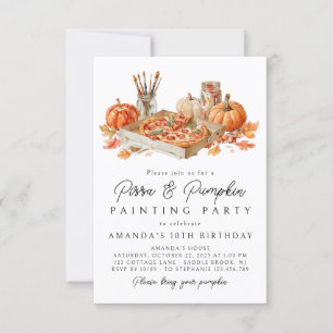 Invitación a Halloween con pinturas de pizza y cal