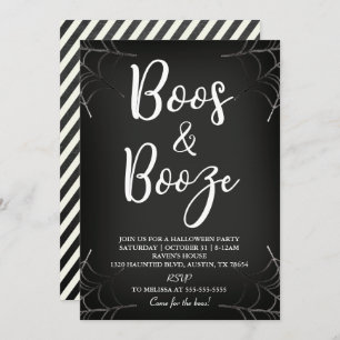 Invitación a Halloween de Boos y Booze Chalkboard