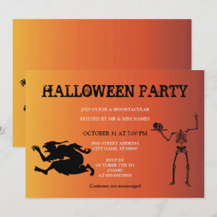 Invitación a Halloween de Brujas Skeleton