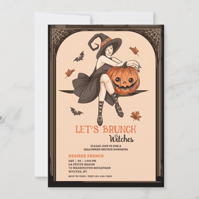 Invitación a Halloween de Brunch de las brujas (Anverso)