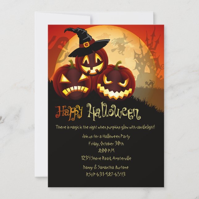 Invitación a Halloween de calabaza (Anverso)
