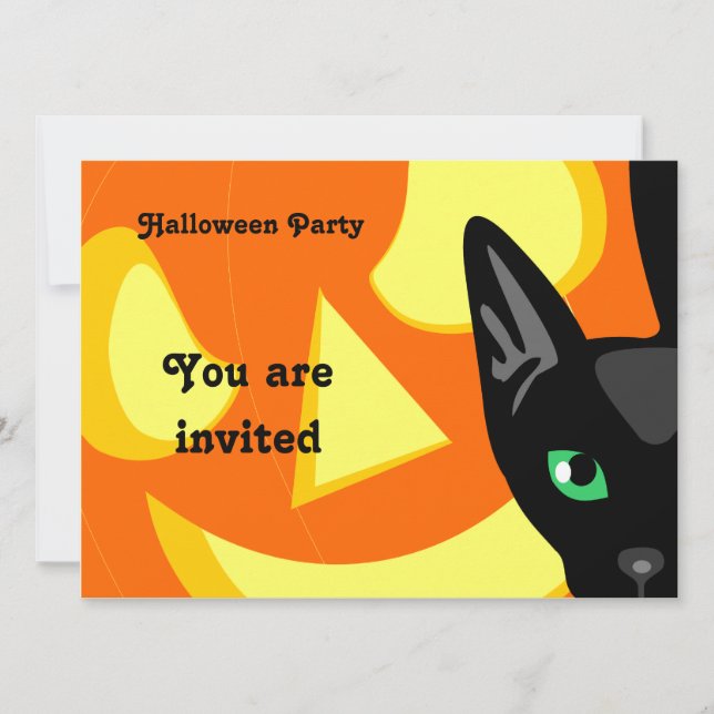Invitación a Halloween de calabaza para gatos (Anverso)