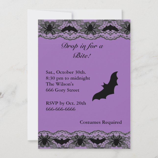 Invitación a Halloween de Chandelier & Bats (Anverso)