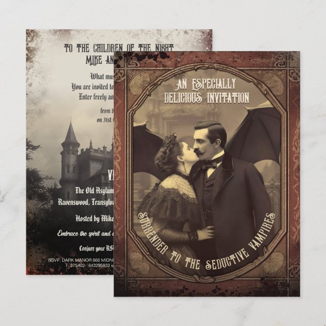 Invitación a Halloween de Chica de Besada por Drác (Anverso / Reverso)