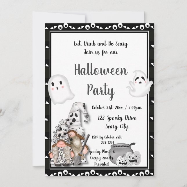 Invitación a Halloween de Gnome (Anverso)