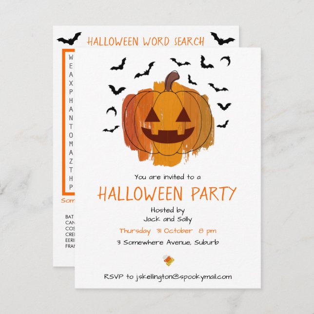 Invitación a Halloween de Jack O Lantern (Anverso / Reverso)