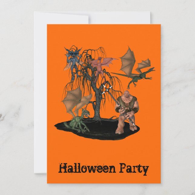 Invitación a Halloween de los Monstruos Ogre Gobli (Anverso)