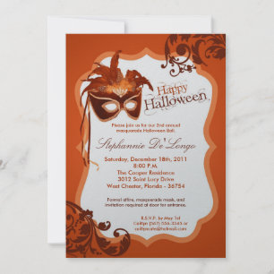 Invitación a Halloween de mascarada de Naranja las