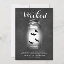 Invitación a Halloween de Mason Jar Bats