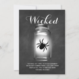 Invitación a Halloween de Mason Jar Spider