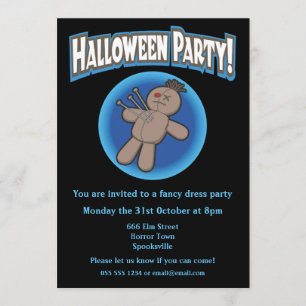 Invitación a Halloween de muñecas vudú