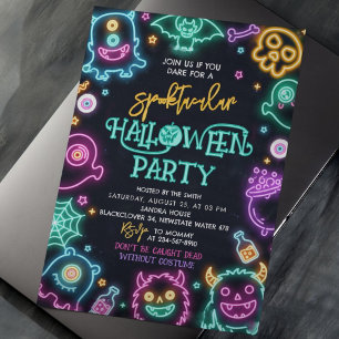 Invitación a Halloween de Neon Spooktacular