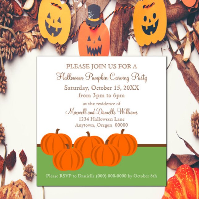 Invitación a Halloween de Parche de Calabaza (Pumpkin Patch Halloween Invitation)