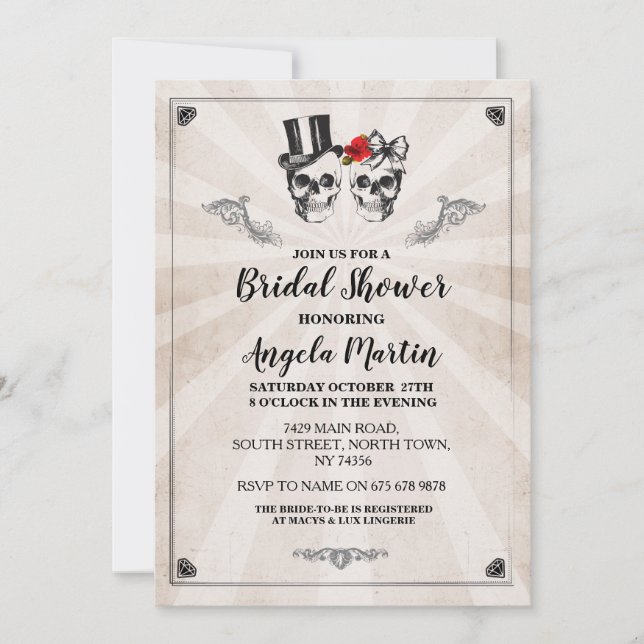 Invitación a Halloween de Rosa Fiesta de ducha de  (Anverso)
