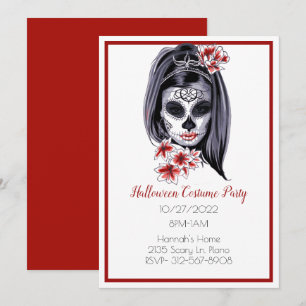 Invitación a Halloween del Chica de cráneo de azúc