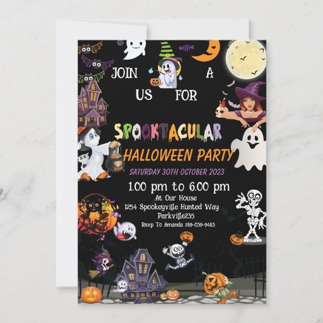 Invitación a Halloween, invitación a la fiesta de  (Anverso)