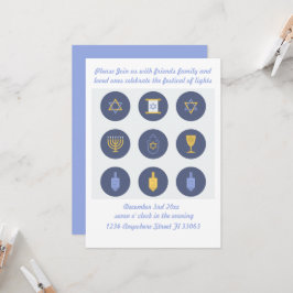 Invitación a Hanukkah, simple celebración de Fiest