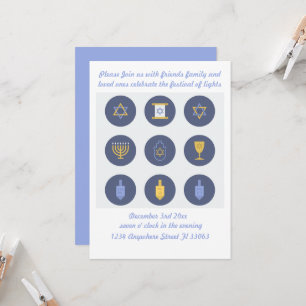 Invitación a Hanukkah, simple celebración de Fiest