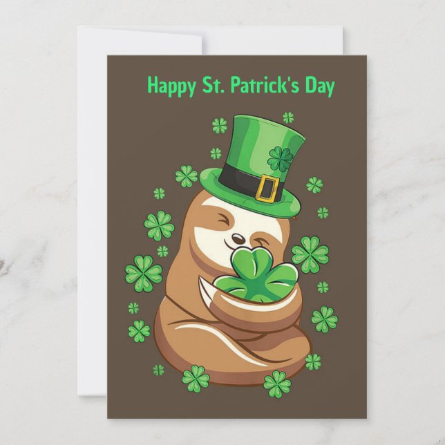 Invitación a Happy St. Patrick's Day Sloth (Anverso)