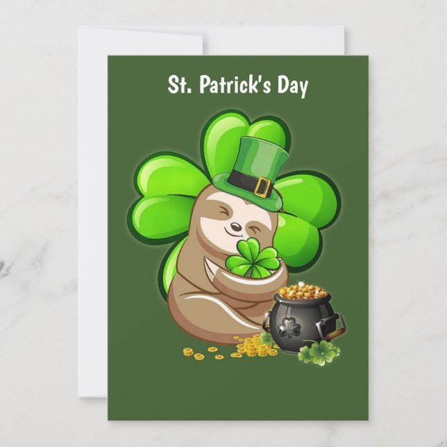 Invitación a Happy St. Patrick's Day Sloth (Anverso)