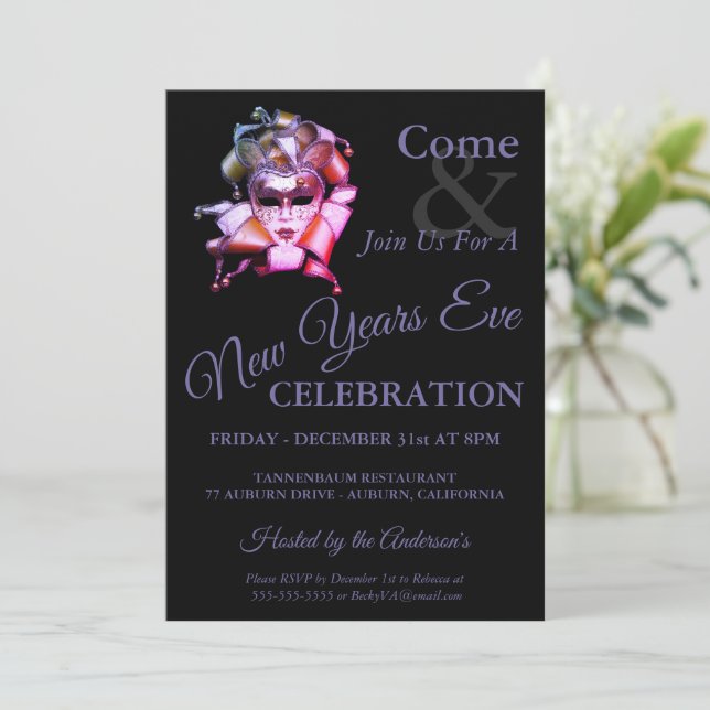 Invitación a Harlequin Año Nuevo (Anverso de pie)