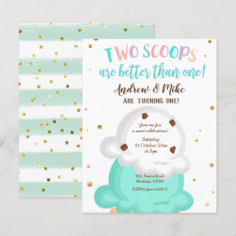 Invitación a helados de hielo gemelos azul y de me