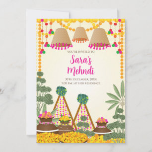 Invitación a Henna digital y invitación a Haldi di