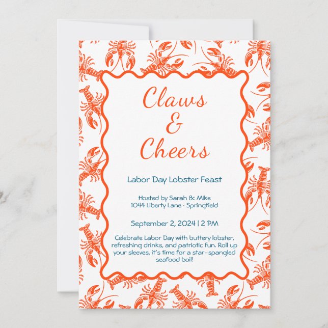 Invitación a hervir a langosta en el Día del Traba (Anverso)