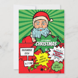 Invitación a historietas de Navidades de arte pop